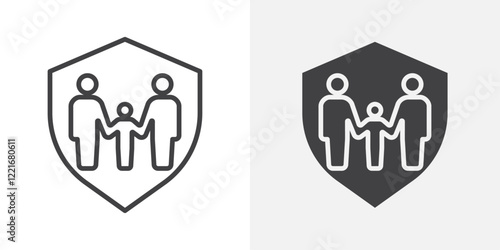 Family insurance icon Outline vector sign