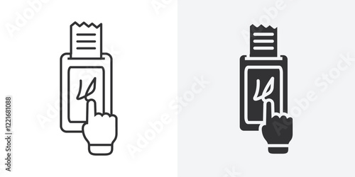 Finger confirms signature icon Outline vector sign