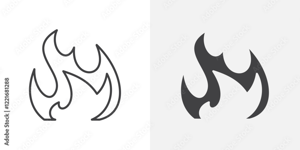 Fire icon Outline vector sign Fire icon Outline vector sign