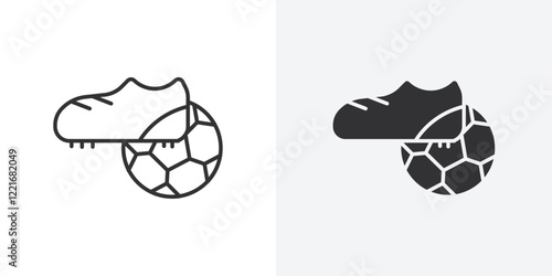 football soccer shoes icon Outline vector sign