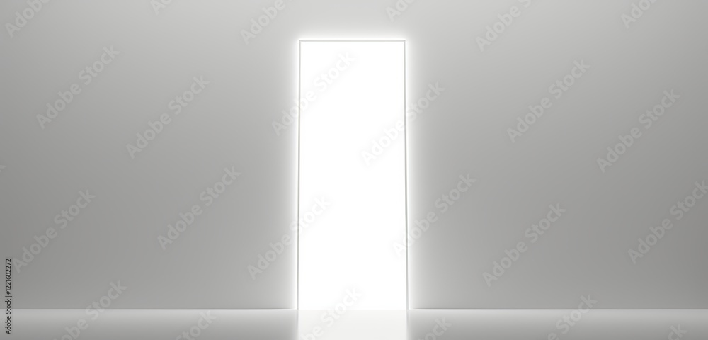 White Door Slightly Open with Soft White Lighting from Behind White Door Slightly Open with Soft White Lighting from Behind
