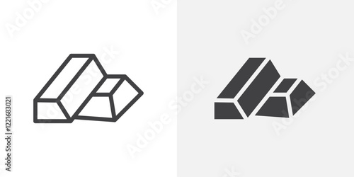 gold bars icon Outline vector sign