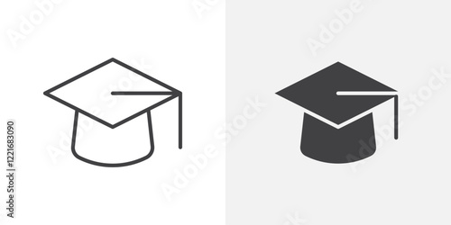 Graduation cap icon Outline vector sign