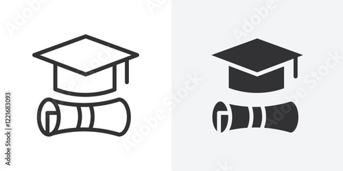 Graduation ceremony icon Outline vector sign