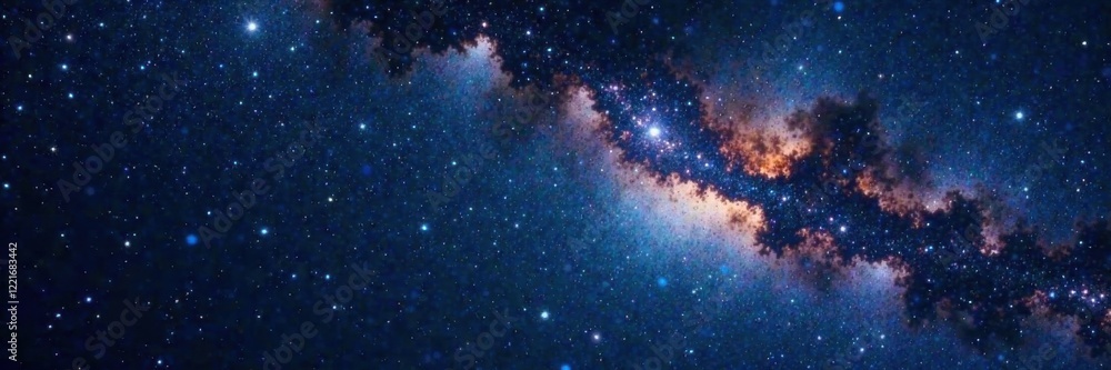 Naklejka premium Dark canvas with twinkling stars, stars, galaxy, darkness