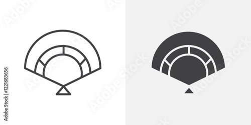 Hand fan icon Outline vector sign