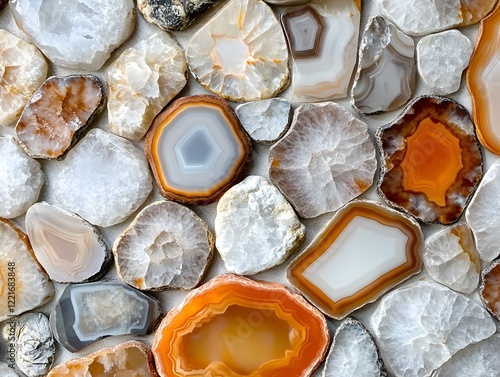 Collection of Sliced Agates with Varied Color and Pattern photo