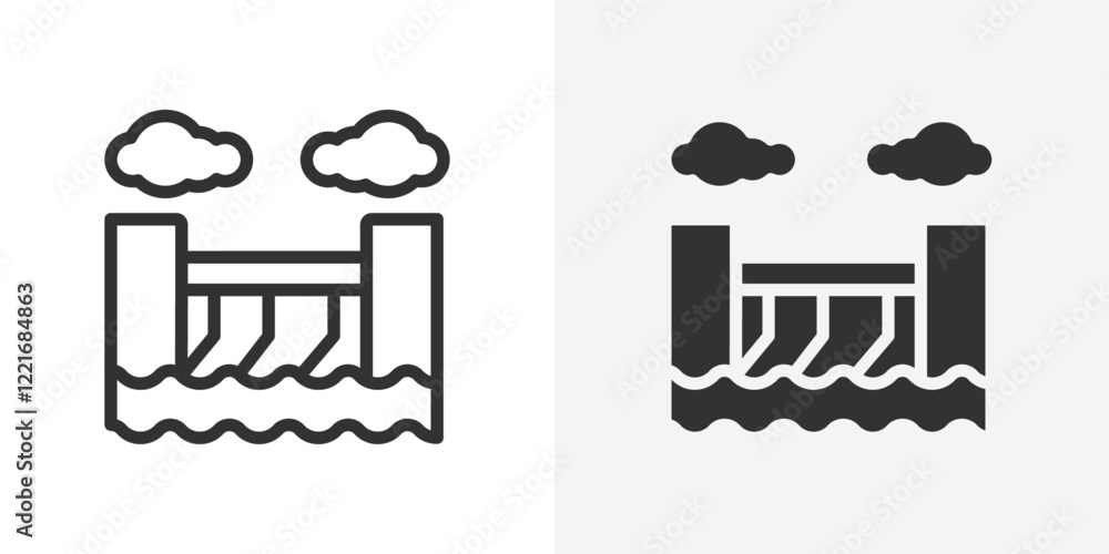 Fototapeta premium Hydroelectric dam icon Outline vector sign