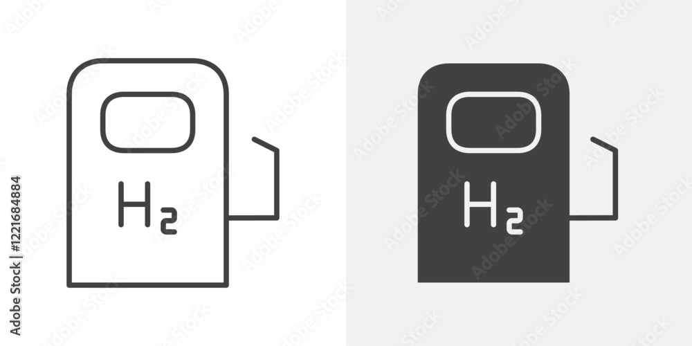 Hydrogen fuel pump icon Outline vector sign Hydrogen fuel pump icon Outline vector sign