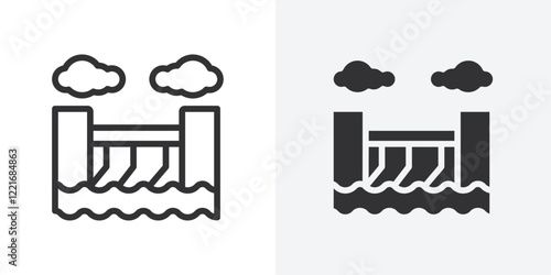 Hydroelectric dam icon Outline vector sign