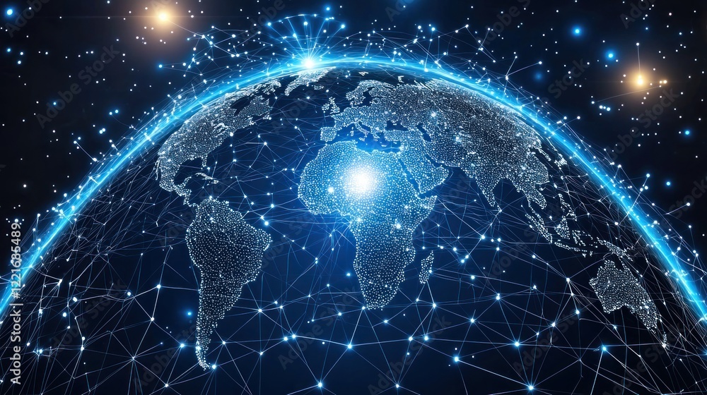Obraz premium Global Network Connection: A Digital Earth Visualization