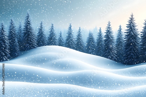 Wallpaper Mural Snowy Winter Landscape With Evergreen Trees Torontodigital.ca