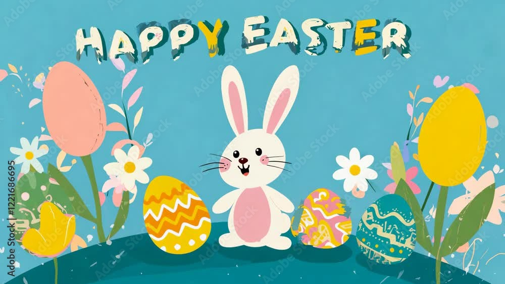 Happy Easter Designs with Bunnies and Eggs Happy Easter Designs with Bunnies and Eggs