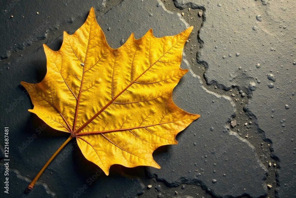 Golden yellow leaf texture on a stone surface , , outdoors Golden yellow leaf texture on a stone surface , , outdoors