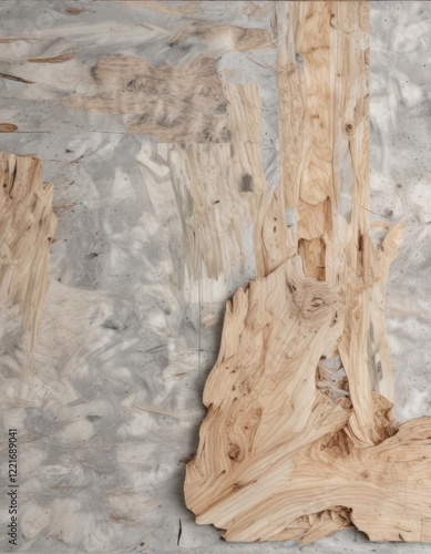 Light grey OSB panel surface with visible wood strand details , texture, lightgrey photo