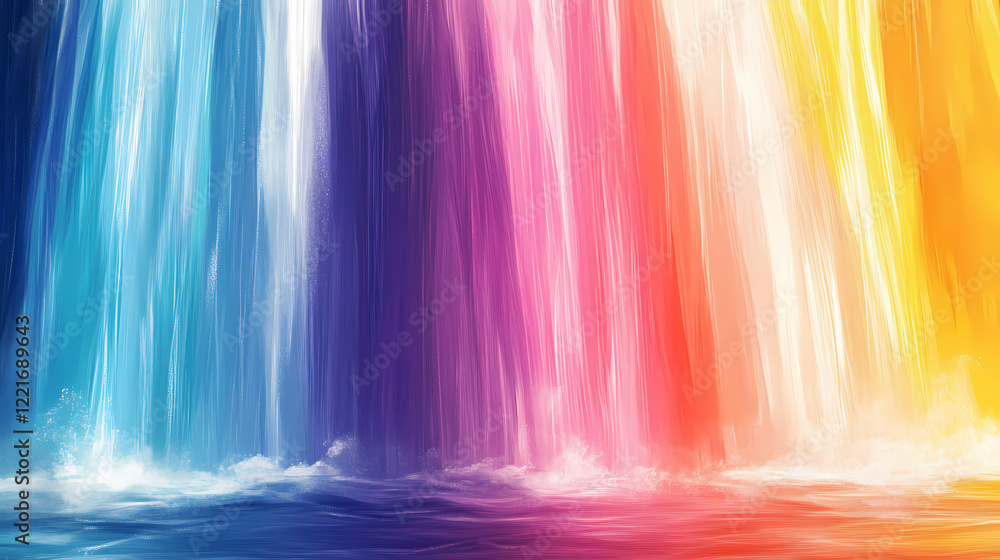Rainbow falls cascading ribbons of color painting background ai generative. Radiant Falls. Illustration Rainbow falls cascading ribbons of color painting background ai generative. Radiant Falls. Illustration