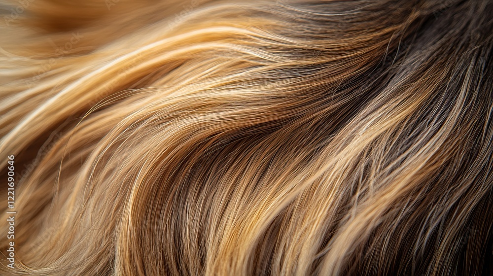 Close-up of golden brown hair texture with soft waves for allergy concept Close-up of golden brown hair texture with soft waves for allergy concept