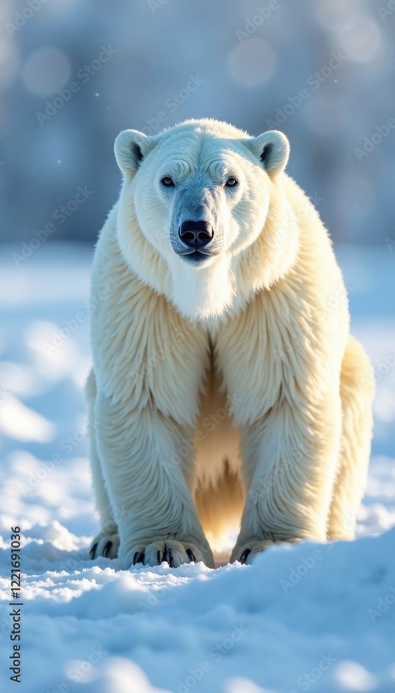 Polar bear in Arctic snow, land, arctic Polar bear in Arctic snow, land, arctic