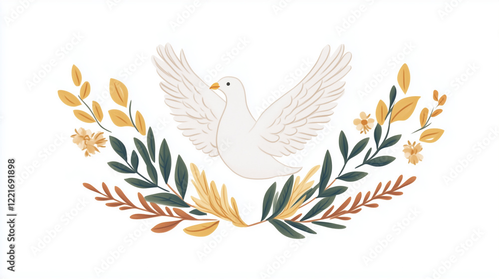 Fototapeta premium Dove in flight, against a white background