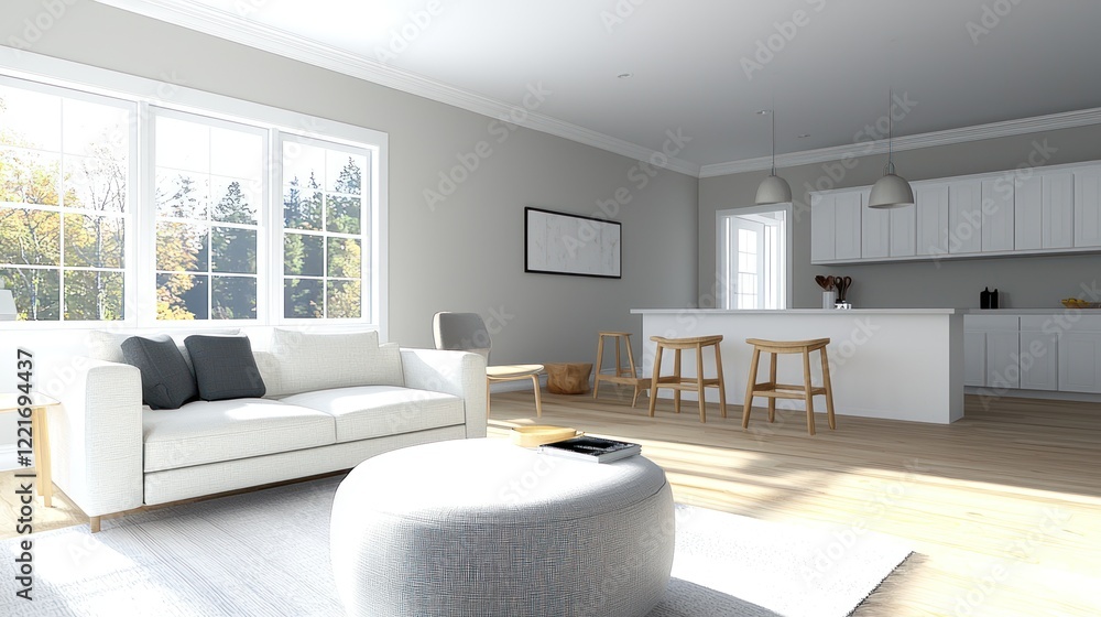 Bright Modern Open Plan Living Room and Kitchen Bright Modern Open Plan Living Room and Kitchen