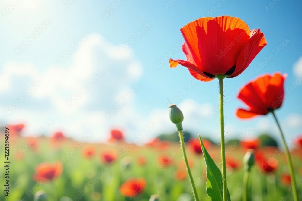 Obraz premium Individual poppy isolated, flower, single bloom