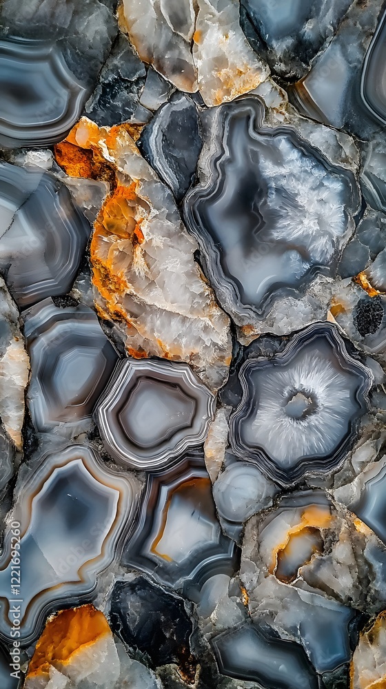 Grey, White, and Orange Agate Slab Texture