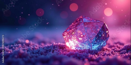 Sparkling ice crystal on velvet background, velvet, crystal