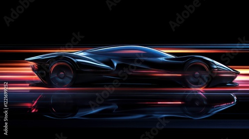 Wallpaper Mural sleek car in motion with blurred wheels and vibrant light trails, showcasing speed and energy. dynamic colors and motion blur emphasize car power and futuristic design Torontodigital.ca