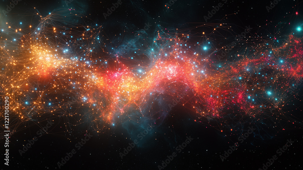 Naklejka premium Vibrant Nebula in Deep Space with Cosmic Colors