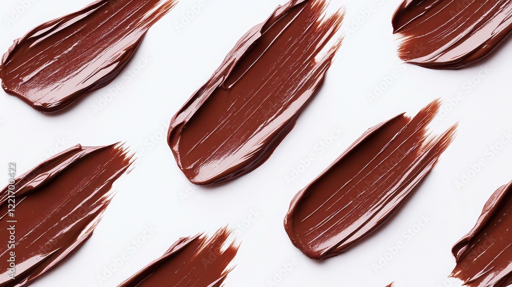 Smears of brown lipstick forming a pattern on white background Smears of brown lipstick forming a pattern on white background