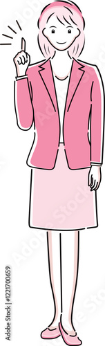 アイデアが閃くビジネスウーマンのポーズのイラスト