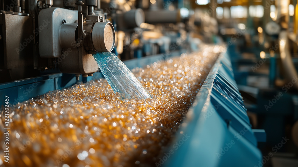 Industrial Manufacturing Process Metal Parts Flowing on a Conveyor Belt Industrial Manufacturing Process Metal Parts Flowing on a Conveyor Belt