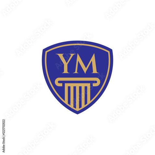 Law Logo Shield, Column and letter Y and M