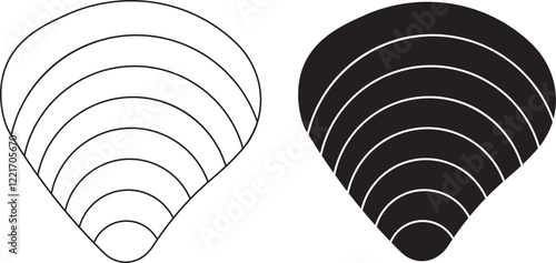 top view Hard clam icon set