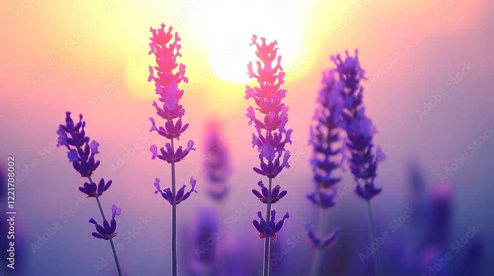 Obraz premium Serene Lavender Field at Sunset Glow