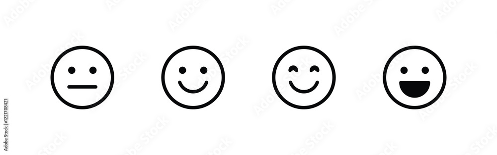 smiley emoticons, happy face. rating or feedback emojis. line outline emoticon. web vector icon smiley emoticons, happy face. rating or feedback emojis. line outline emoticon. web vector icon