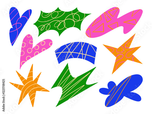 Abstract Shapes Vibrant Colors. A striking collection of abstract shapes featuring bold patterns, vibrant colors, and dynamic designs, perfect for modern, playful, and creative projects
