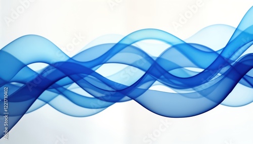 Abstract vibrant blue wavy lines create dynamic motion effect on white background. Modern design element template suitable for web design, presentations digital art. Futuristic flowing graphic with photo