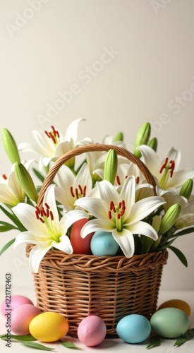 Wallpaper Mural Basket with easter eggs and lilies in it Torontodigital.ca