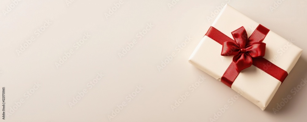 custom made wallpaper toronto digitalA beautifully wrapped gift box with a red ribbon and bow sits on a neutral background, perfect for celebrations.