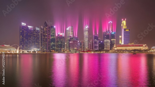 Wallpaper Mural Illuminated Singapore Skyline Nighttime Cityscape Torontodigital.ca