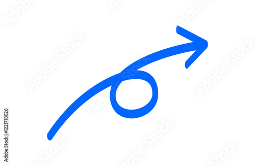 ペンで書いた手描き風の青色の矢印