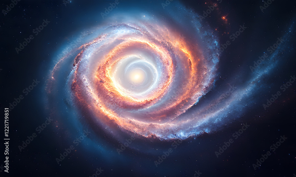 Fototapeta premium A vibrant spiral galaxy with orange and purple hues, suitable for space-themed designs, astronomy publications, or science-related projects