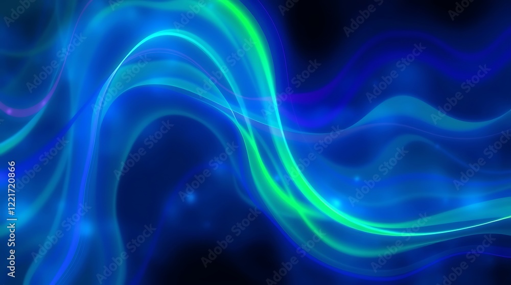 Obraz premium Abstract Background Featuring Dynamic Blue and Green Wavy Lines