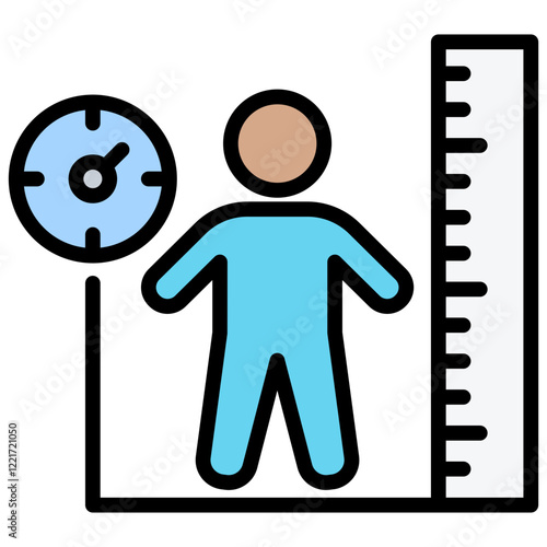 Body Mass Index Outline Color Icon