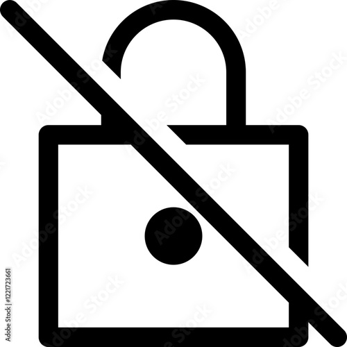 No lock, insecure line icon, flat style vector illustration
