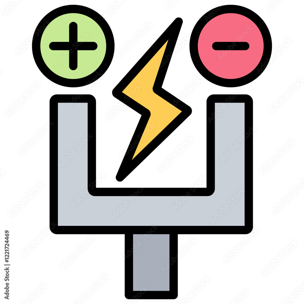 Electric Potential Outline Color Icon Electric Potential Outline Color Icon