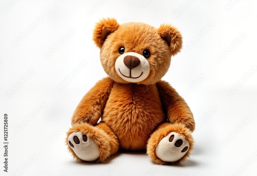 Fluffy brown teddy bear sits on white background. Cute toy bear looks friendly. Soft plush toy perfect gift for kids. Isolated shot for product display. Playful, cuddly design. Adorable for children, Fluffy brown teddy bear sits on white background. Cute toy bear looks friendly. Soft plush toy perfect gift for kids. Isolated shot for product display. Playful, cuddly design. Adorable for children,