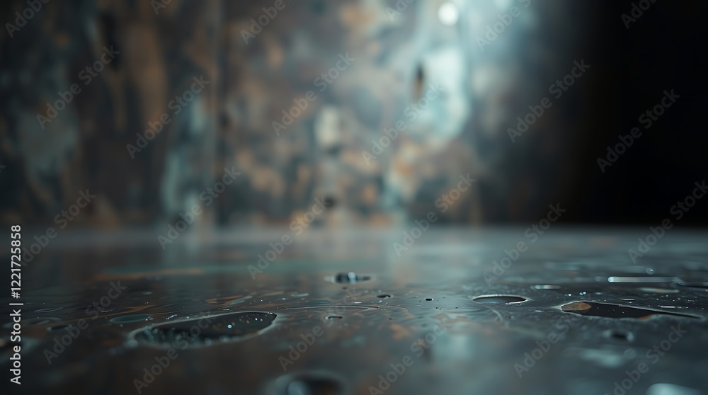 Dark, Moody Industrial Surface with Water Droplets Dark, Moody Industrial Surface with Water Droplets