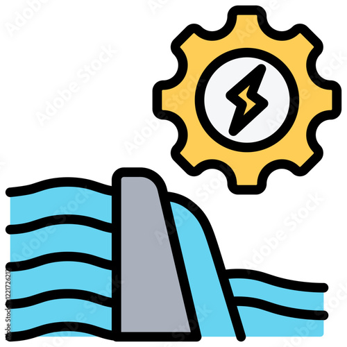 Hydropower Outline Color Icon